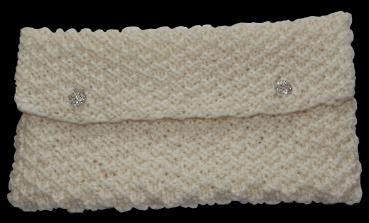 Hand knitted clutch / Evening bag in cream